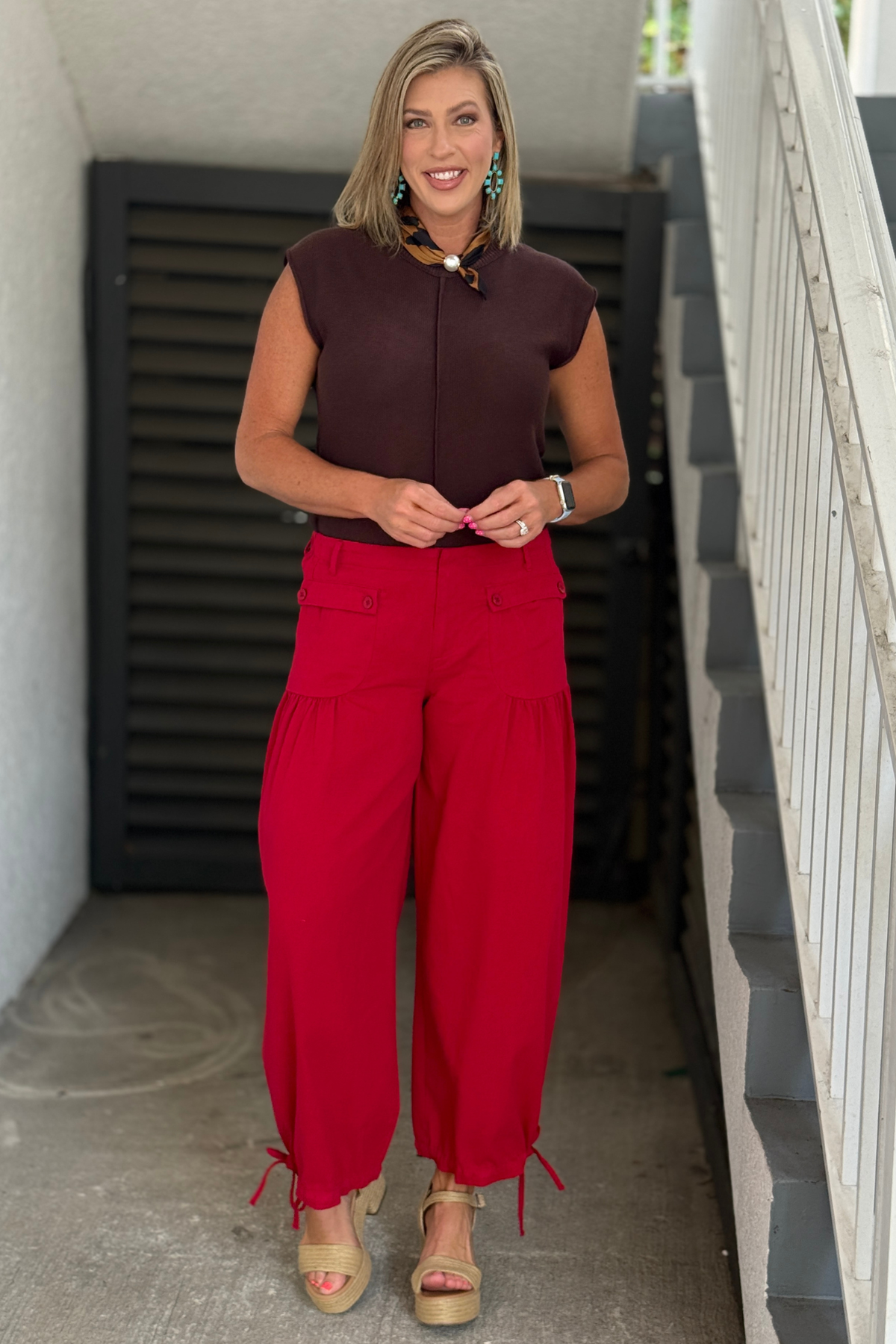 Relaxed tie cuff pants.