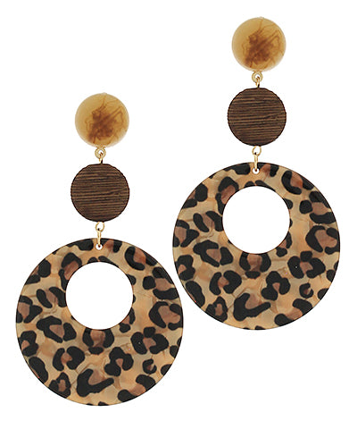 Leopard Printed Graudal 3 Drop Earrings
