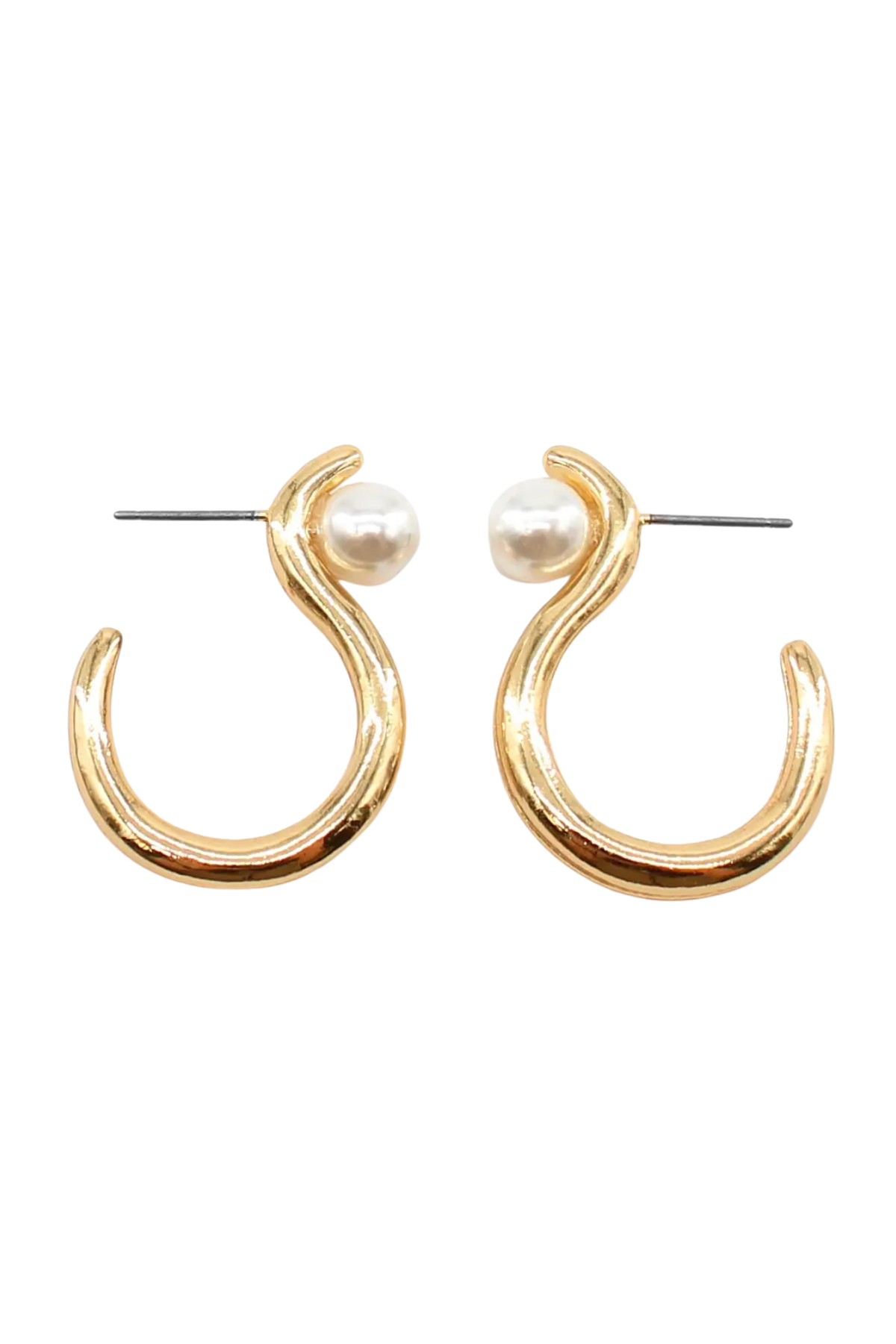 Modern Pearl Accent Hoop Earrings