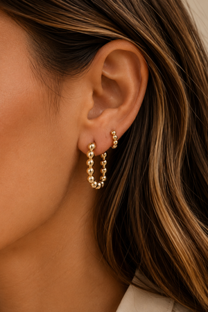 Golden Dot Square Hoop Earrings