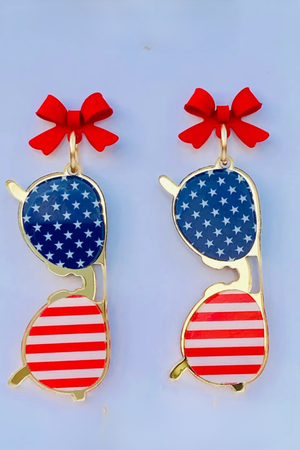 patriotic sunglasses earrings with red bow detail