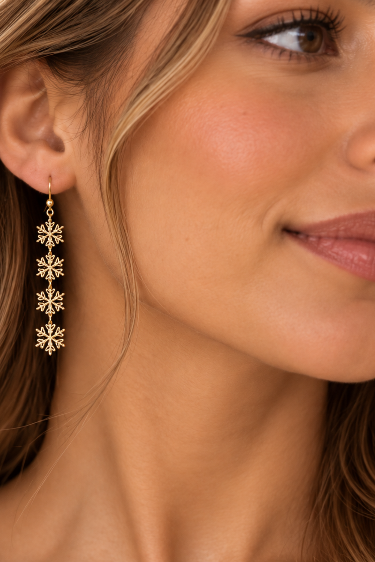 Gilded Snowfall Linked Drop Earrings