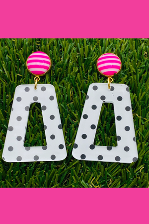 polka dot earrings with pink striped stud