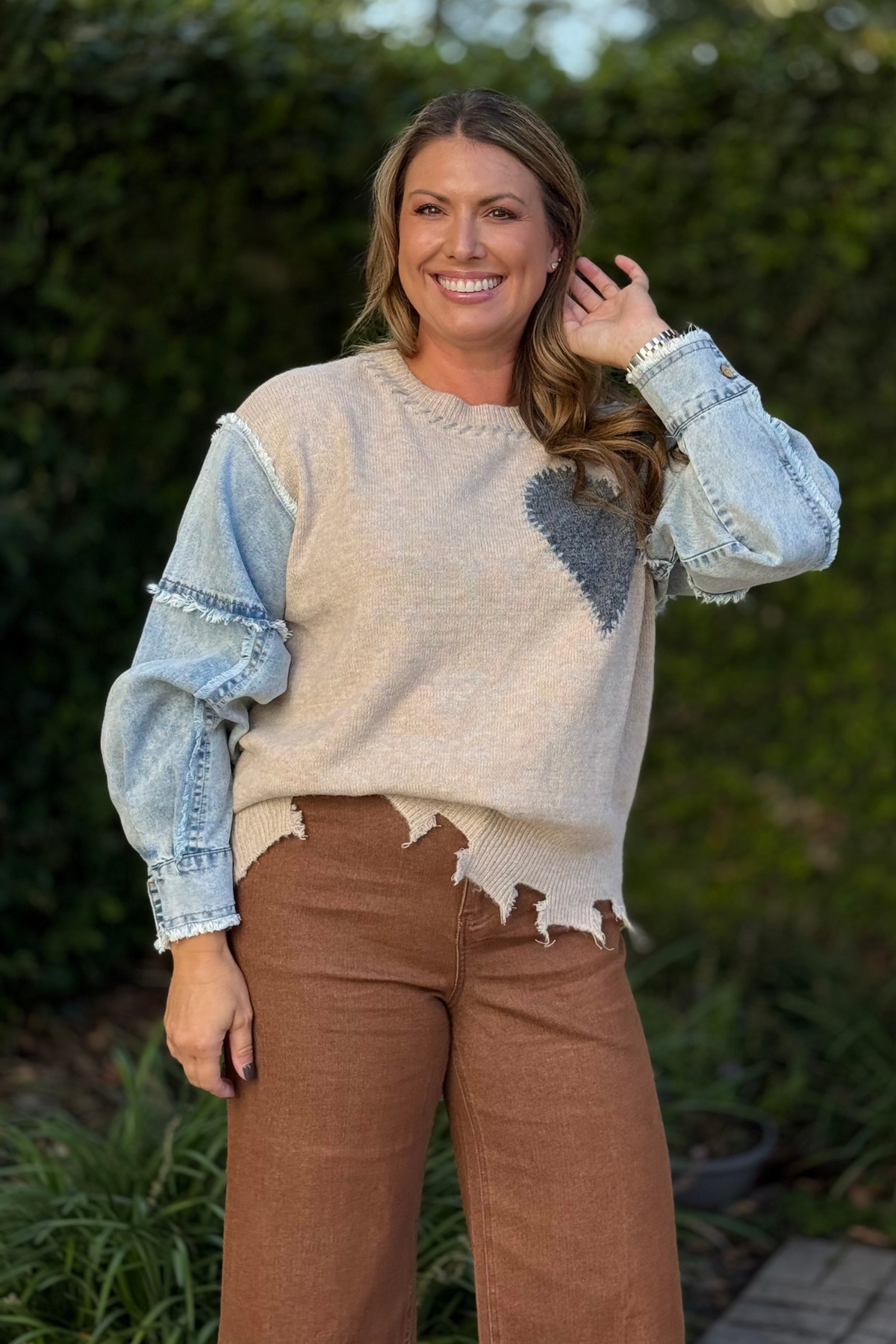 Heart & Denim Contrast Sweater