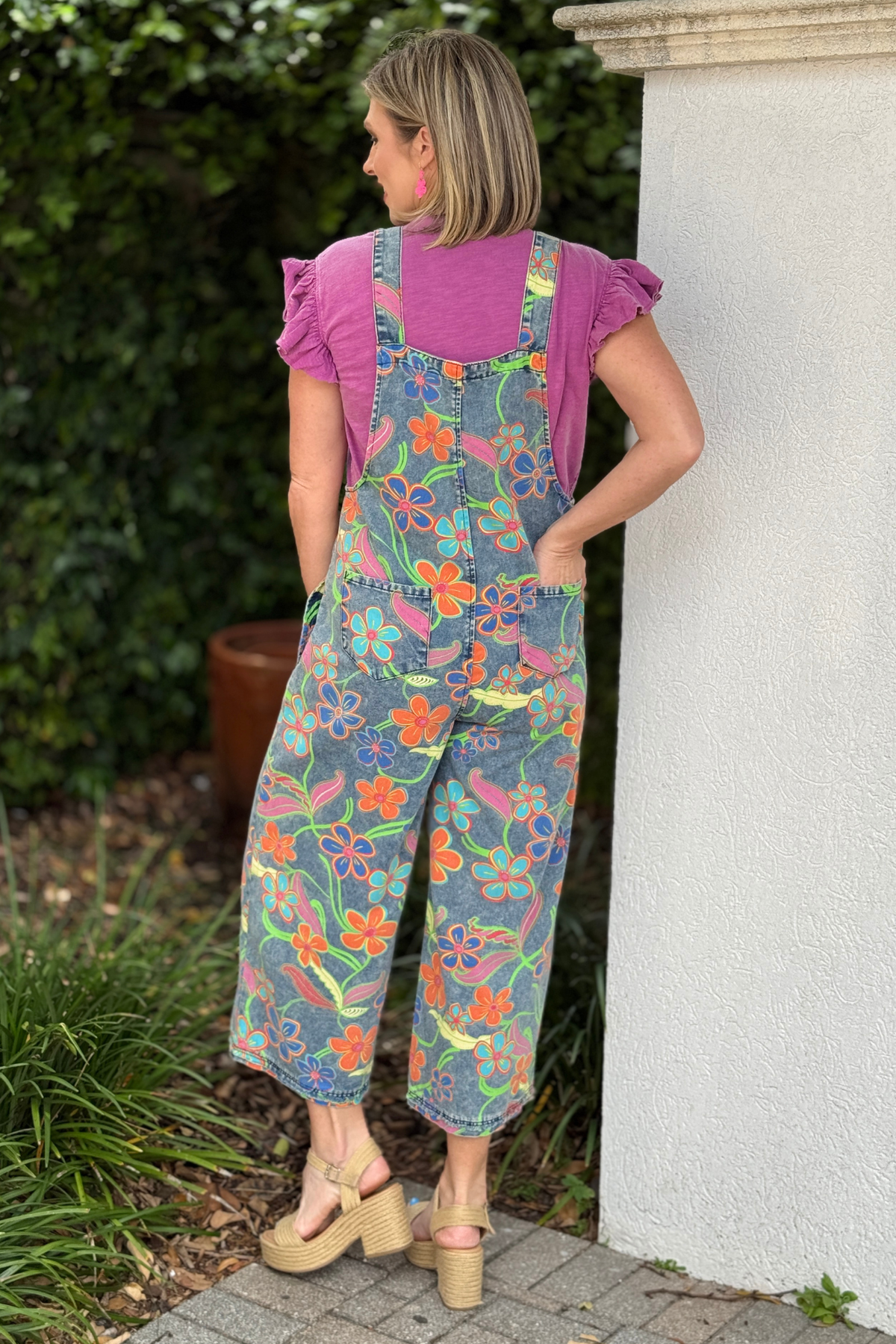 Summer floral jumpsuit wide leg casual outfit