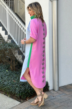 Emily McCarthy Guava Colorblock Poppy Caftan Dress