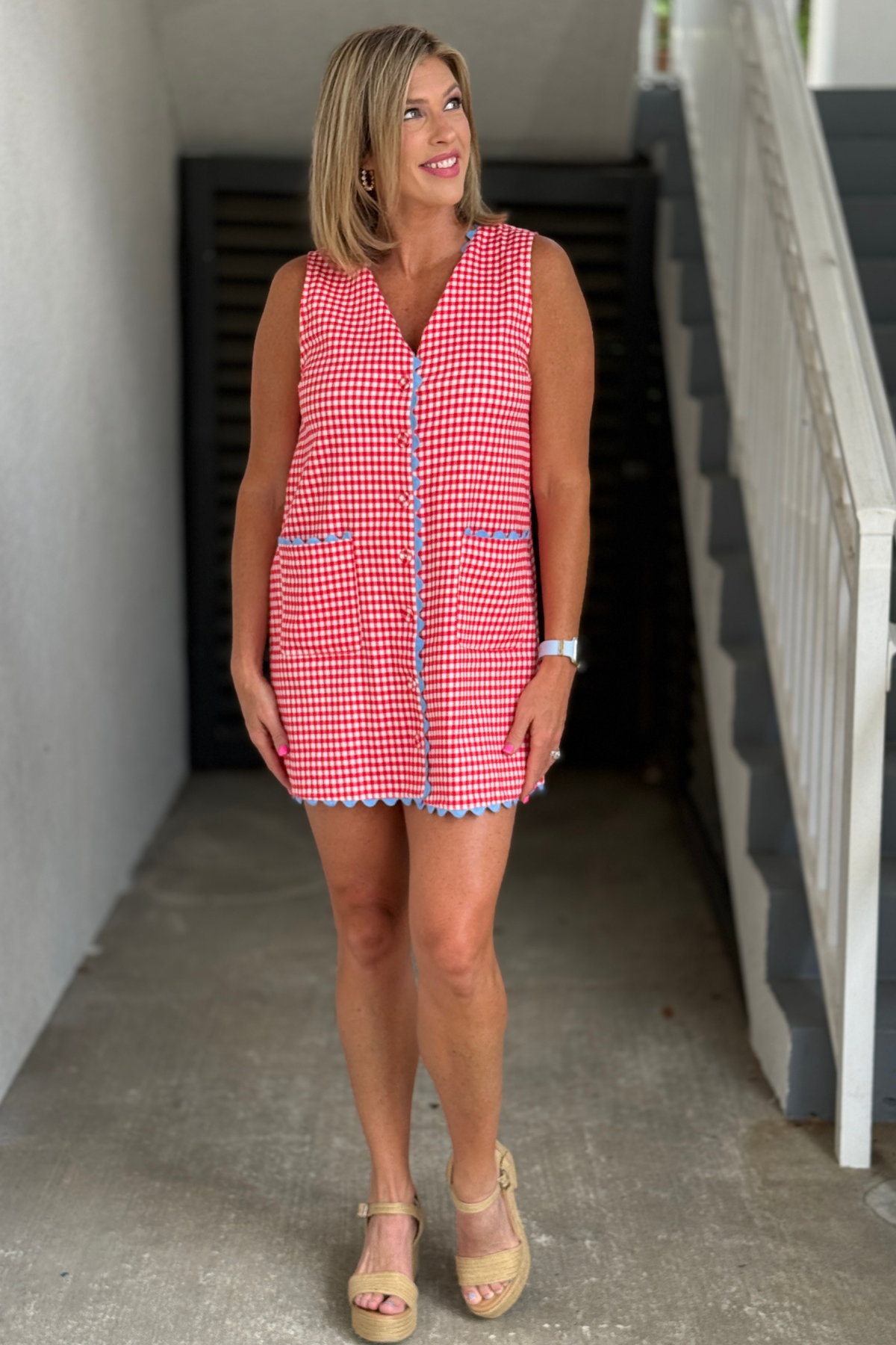 Boutique patriotic gingham dress for summer