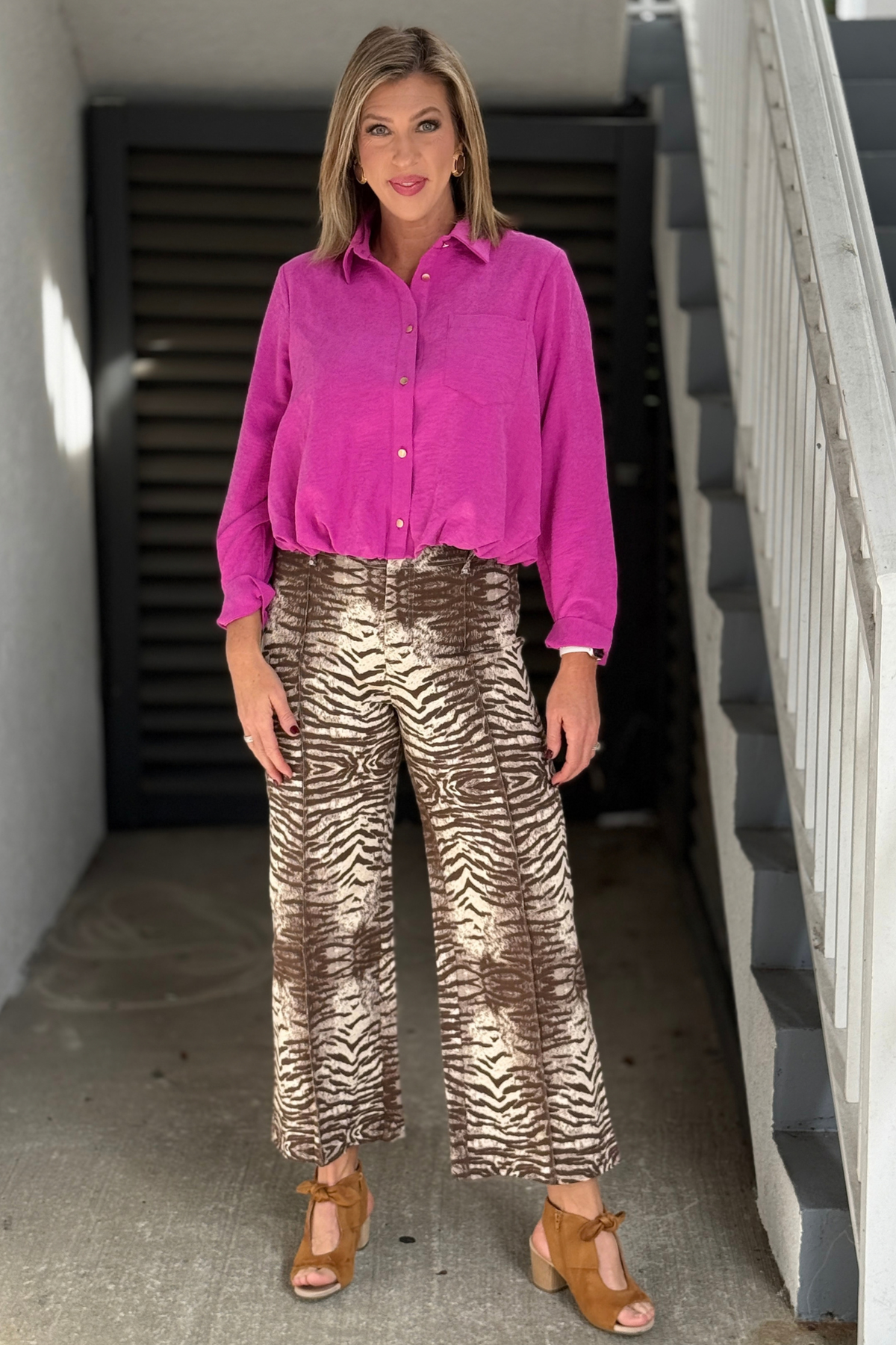 Mocha Moment Zebra Print Pants front view