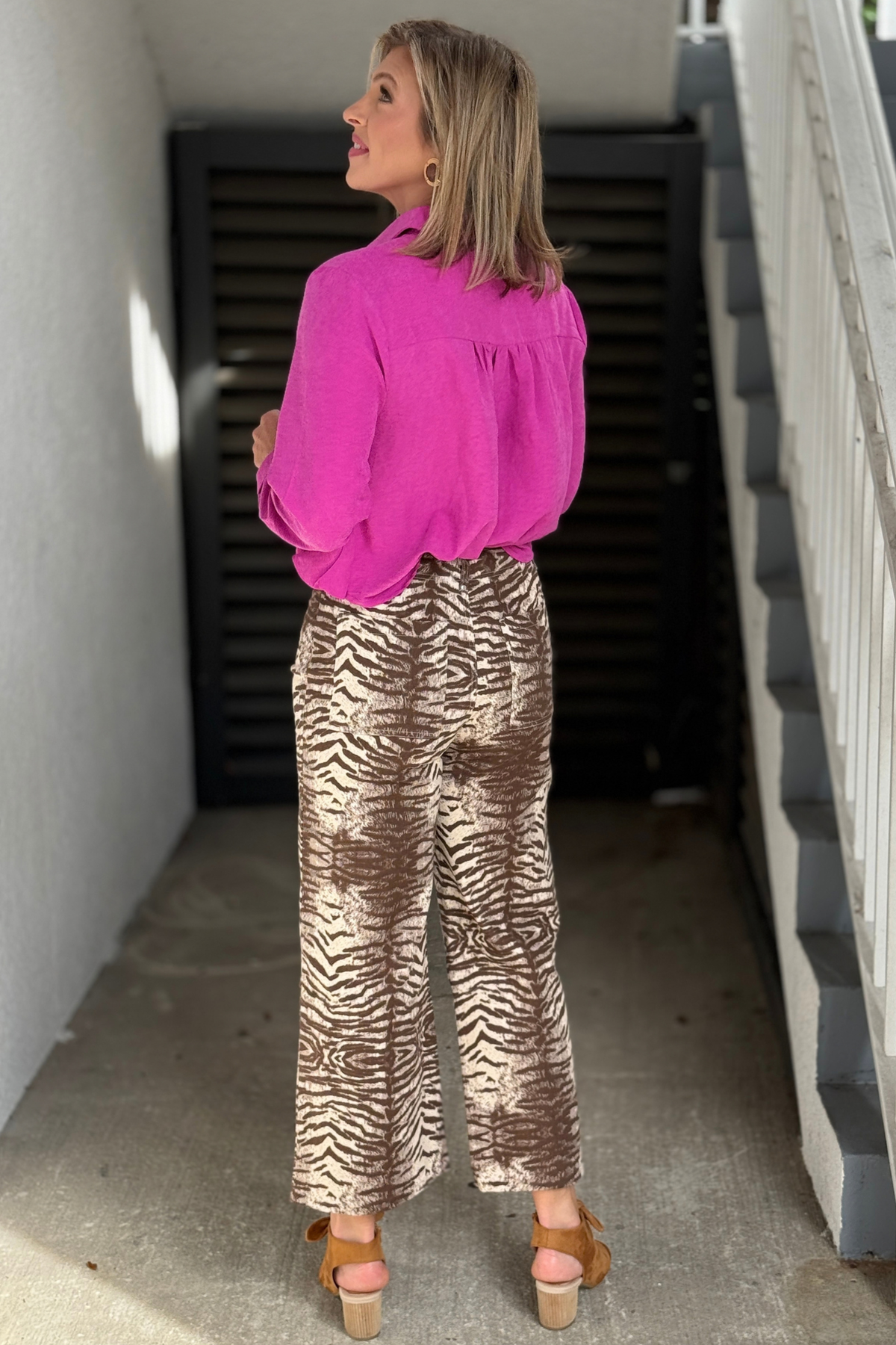 Women’s zebra print boutique pants
Mocha Moment Zebra Print Pants back view