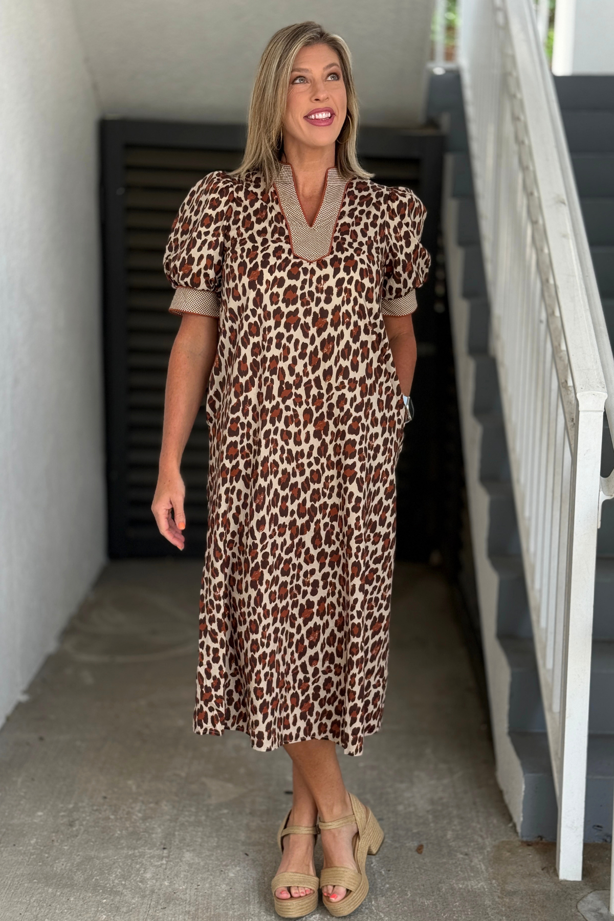 Leopard Love Midi Dress | Ecru Leopard Print Dress – Women's Clothing Boutique