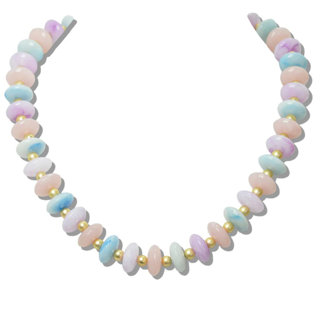 MARBLED RESIN DISC BEADED NECKLACE