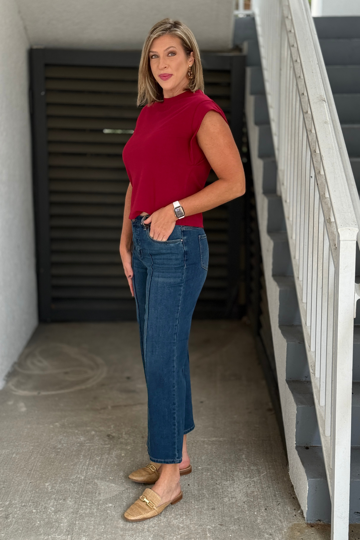 FDJ Olivia cropped wide leg denim with front seam detail