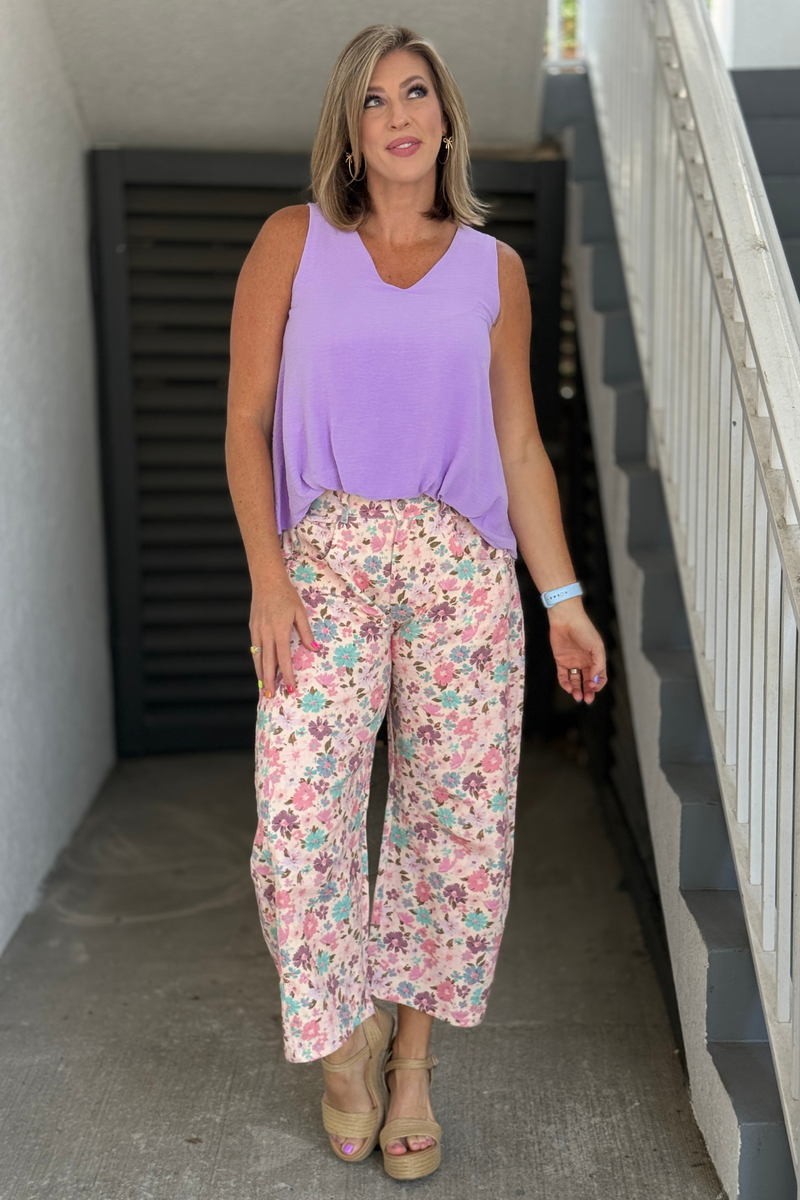 Women's high waist floral print pants boutique style