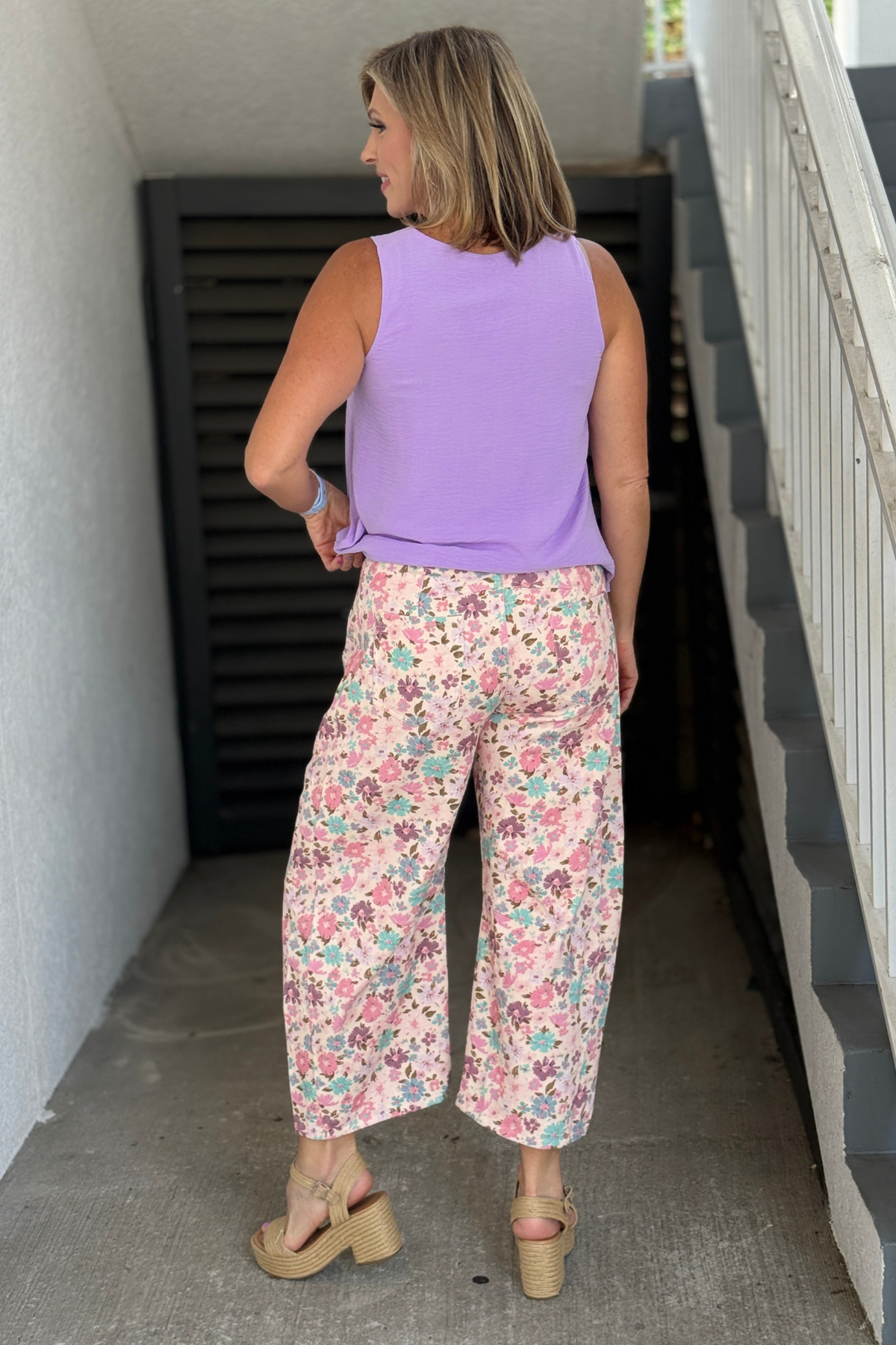 Spring floral wide leg boutique pants