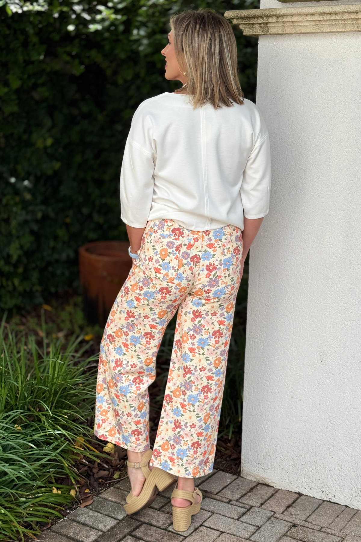Boutique floral jeans with retro inspired silhouette