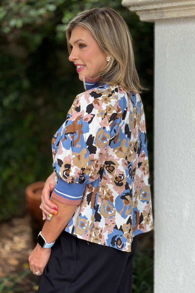 Women's Floral Puff Sleeve Blouse