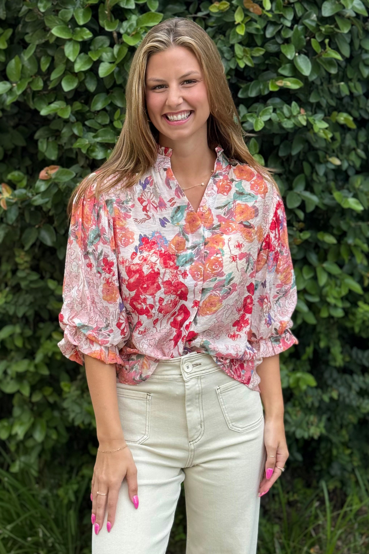 The Summer Camellia Top in Fuchsia