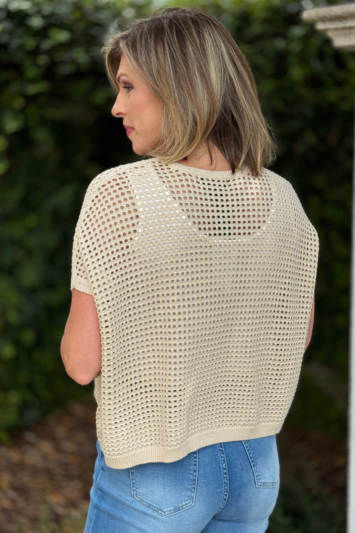 Spring 2026 open knit sweater with relaxed fit