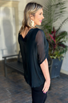 Diana Silk Kaftan Style Blouse Top-Black