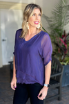 Diana Silk Kaftan Style Blouse Top-Purple