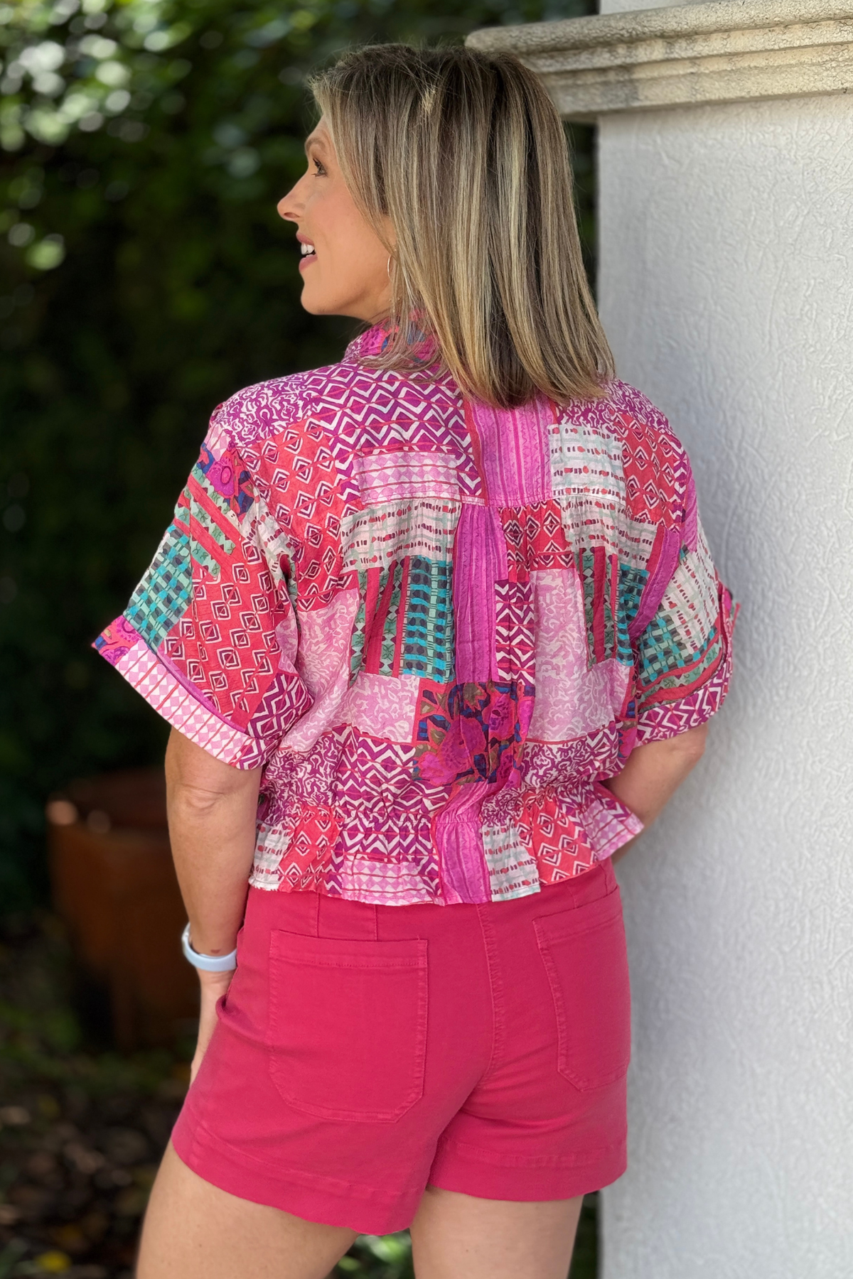lightweight bright patterned top boutique style