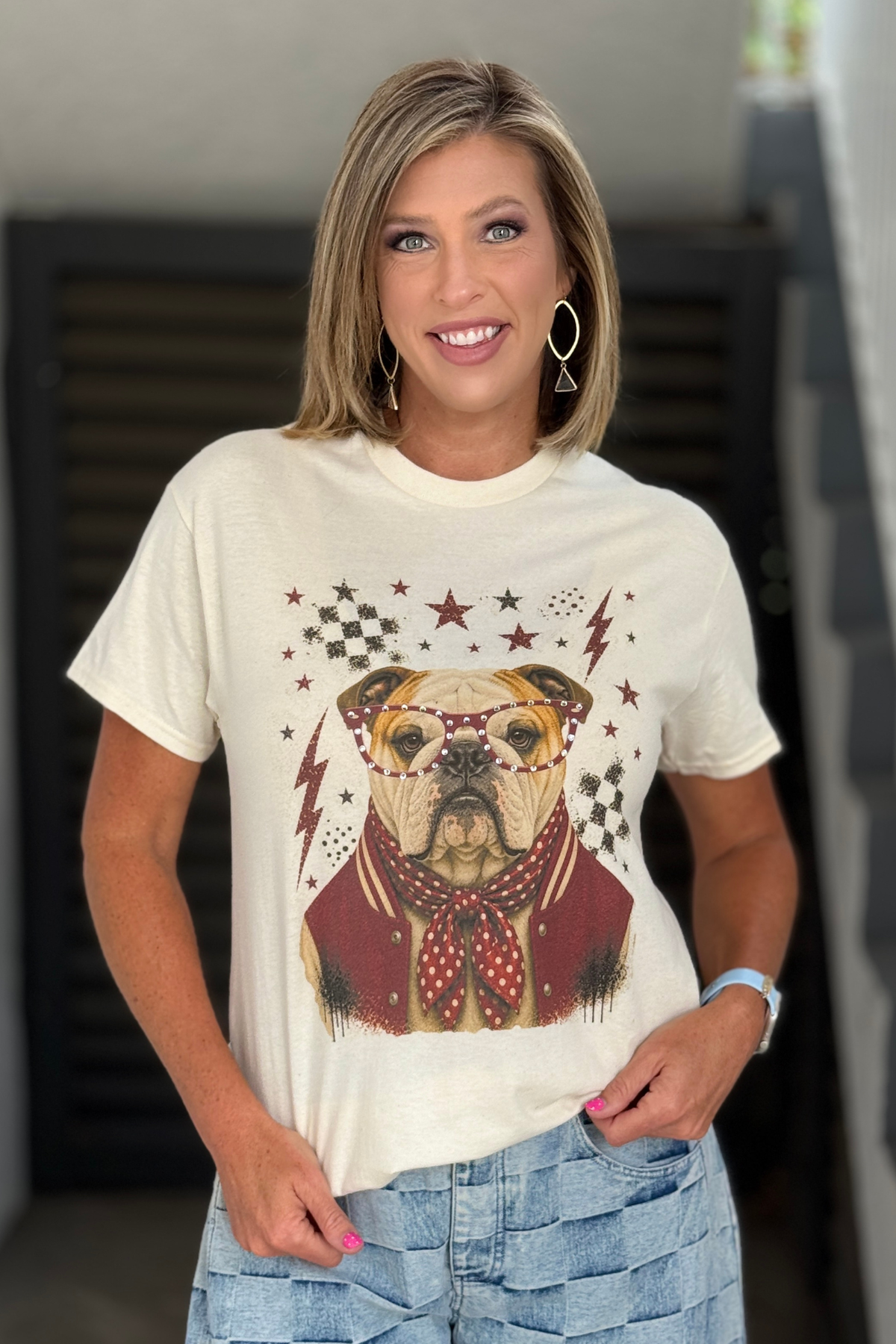Georgia Bulldogs rhinestone graphic tee for women