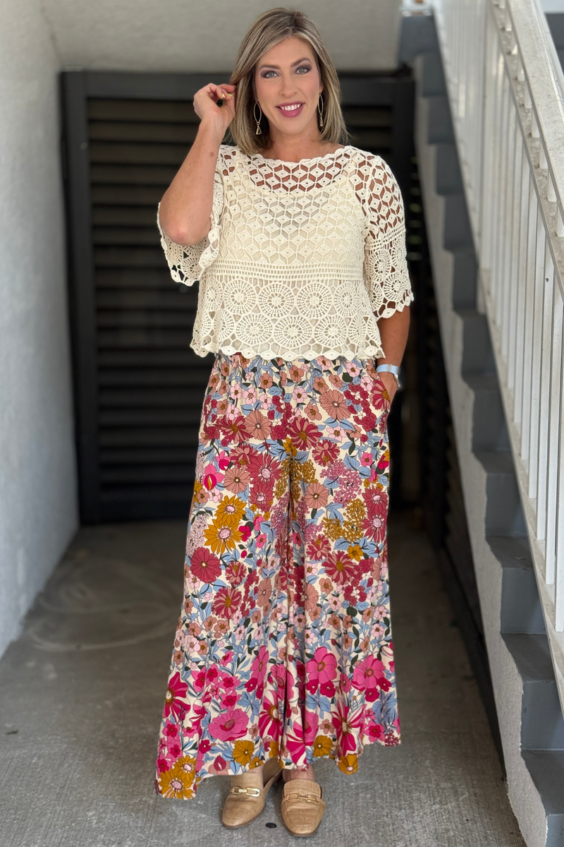 The Flower Market Palazzo Pants front view