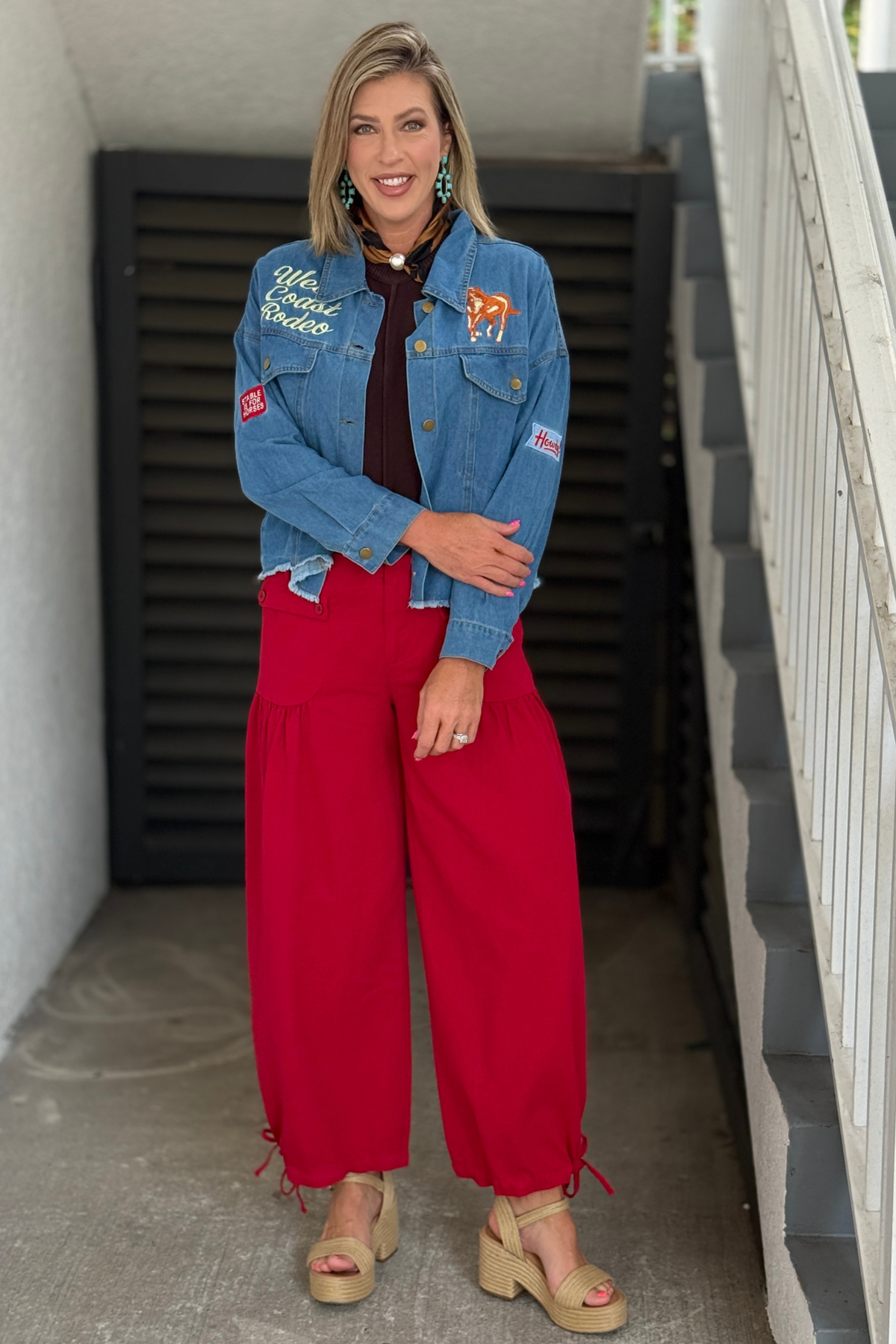 Embroidered rodeo denim jacket.