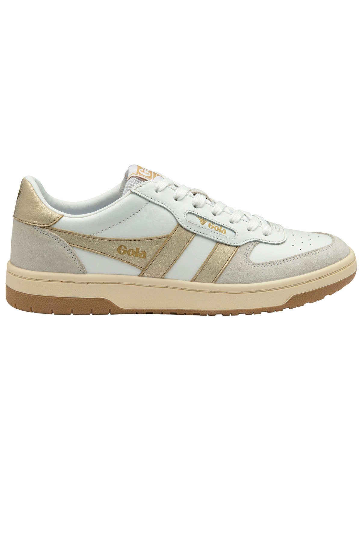 gola hawk sneaker close up suede and leather detail