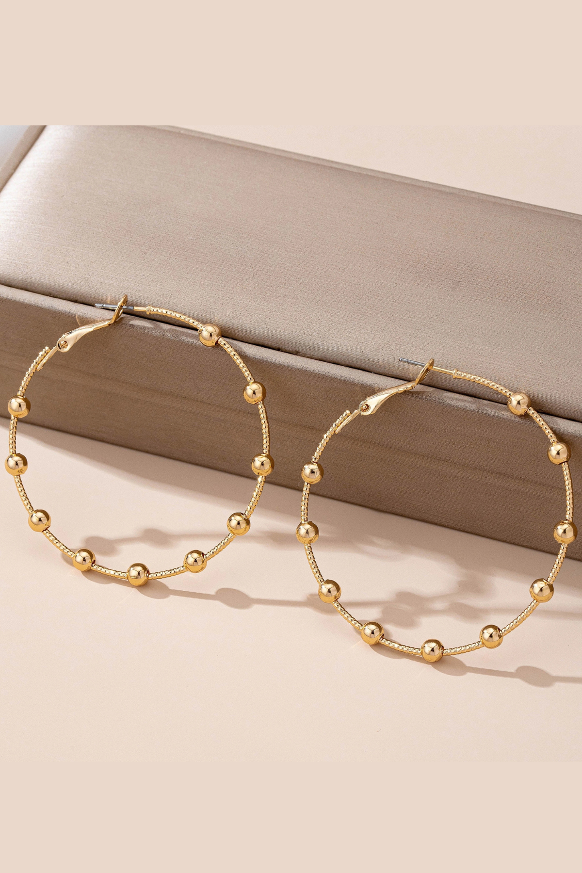 Golden Grace Beaded Station Hoop Earrings