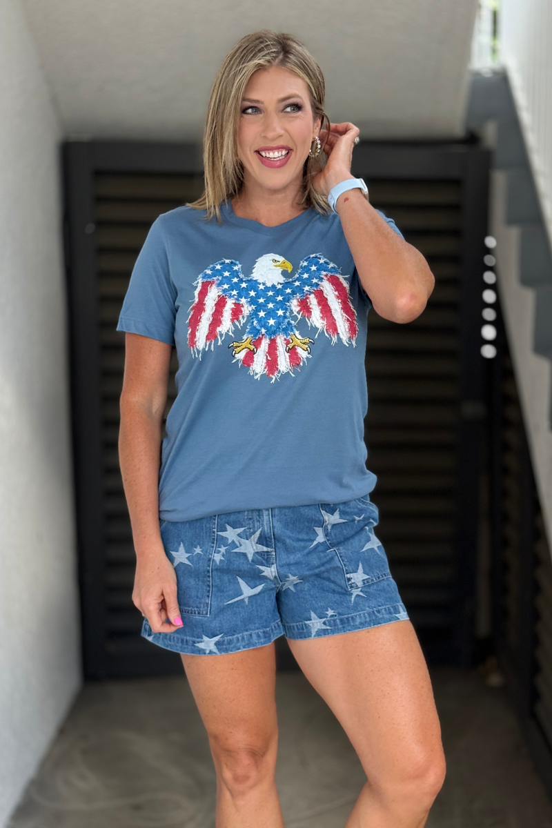 Blue American flag eagle t shirt for women