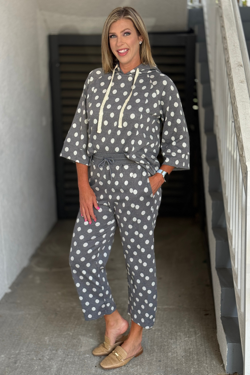 Grey polka dot matching lounge set