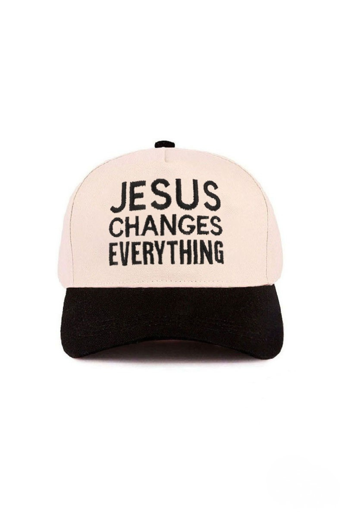 black brim two tone Jesus changes everything hat
