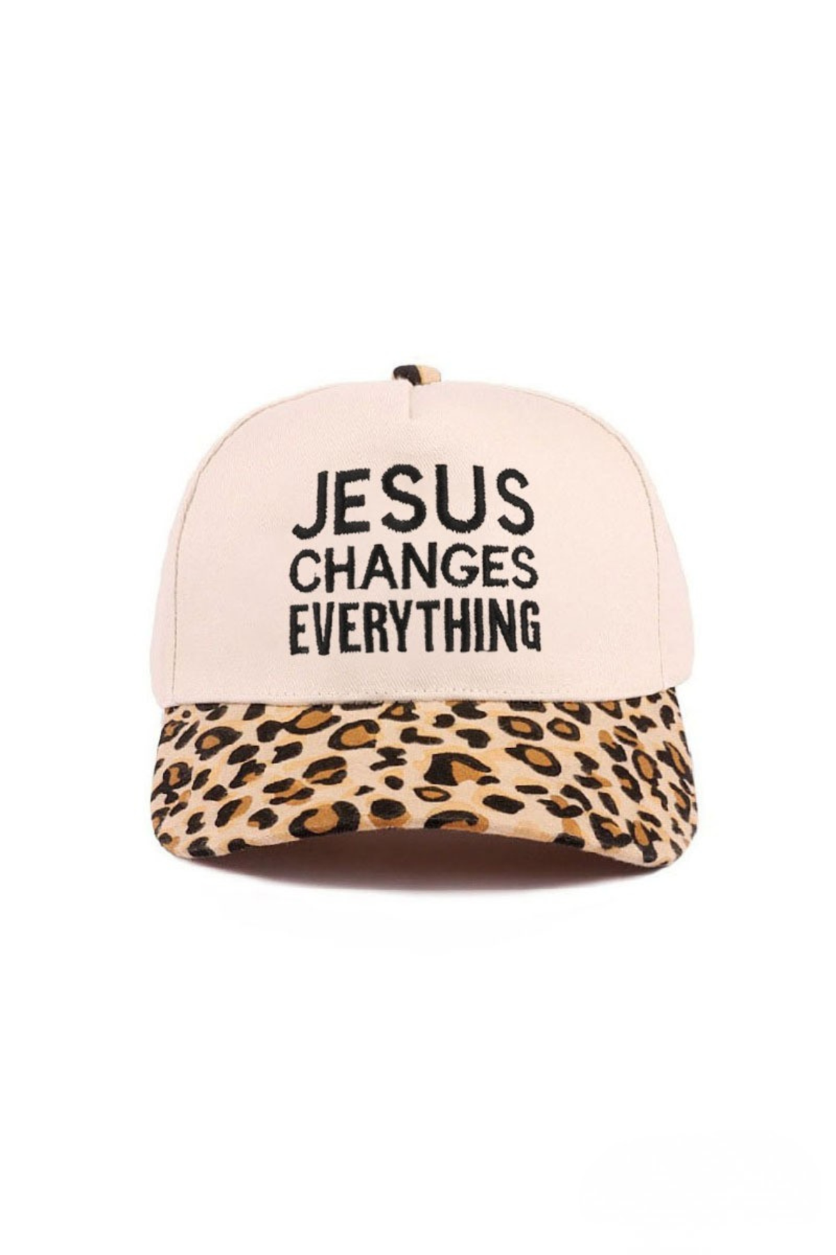 leopard brim faith based baseball cap for women