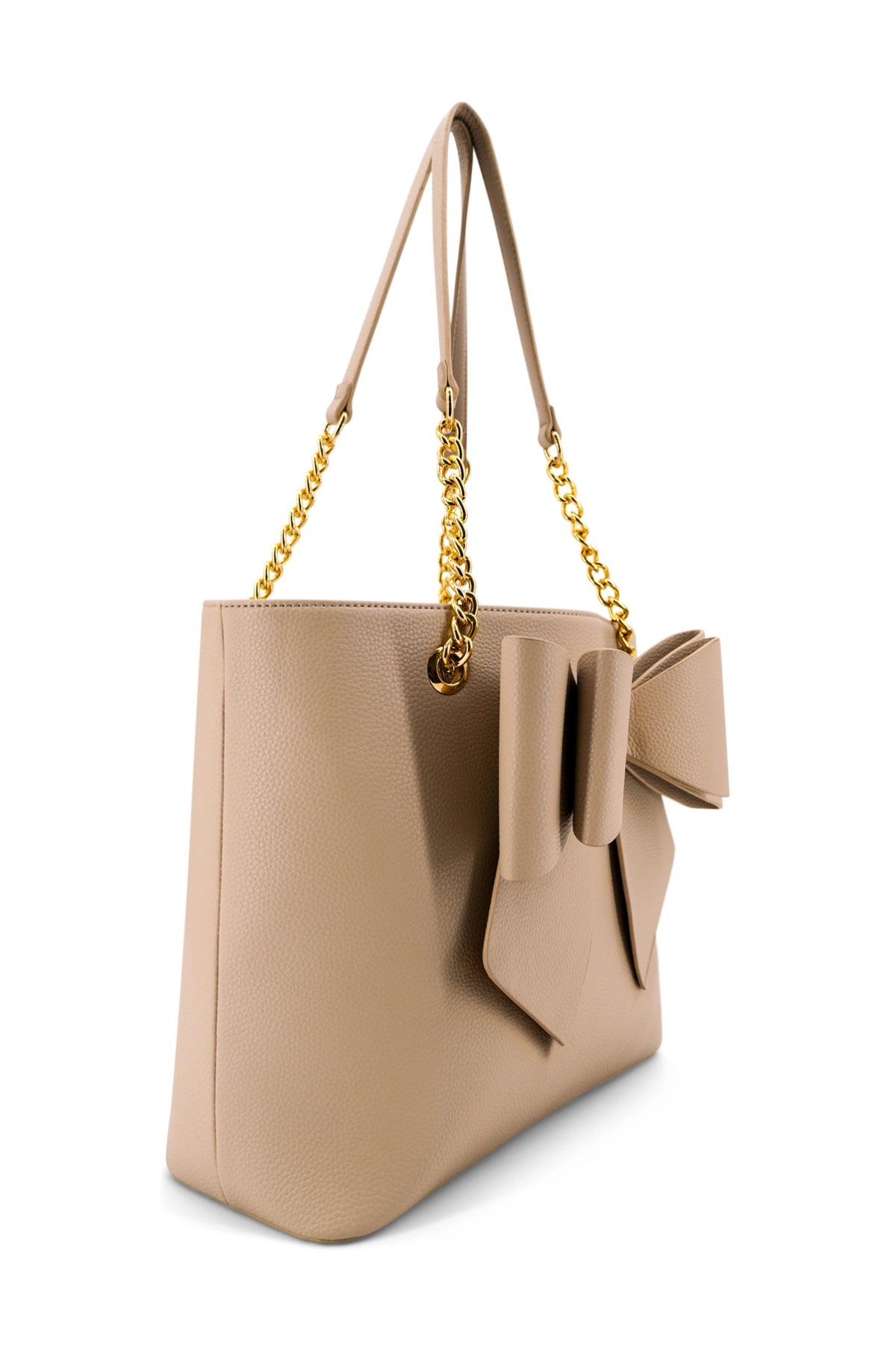 vegan leather handbag with gold chain straps