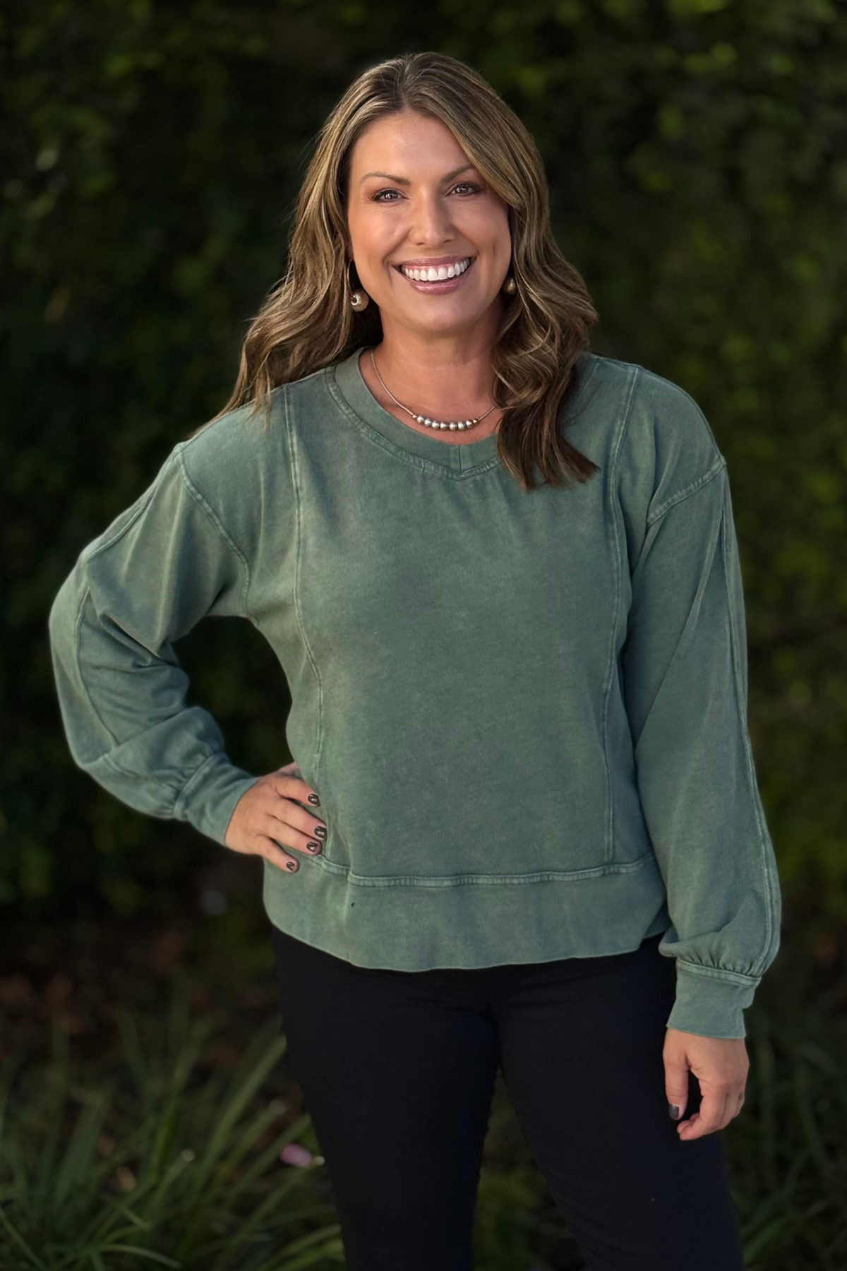 Oversized lightweight cotton top in Regency Green