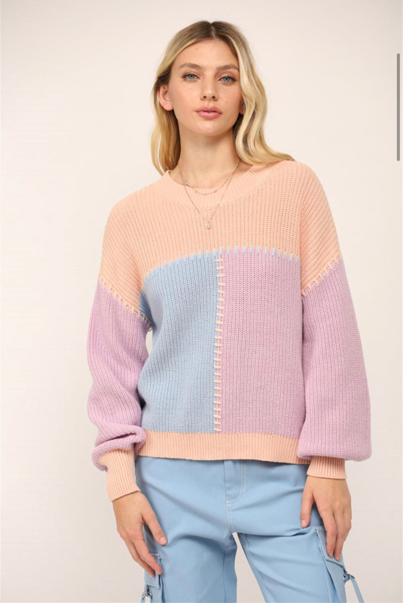 Mixed Feelings Color Block Sweater