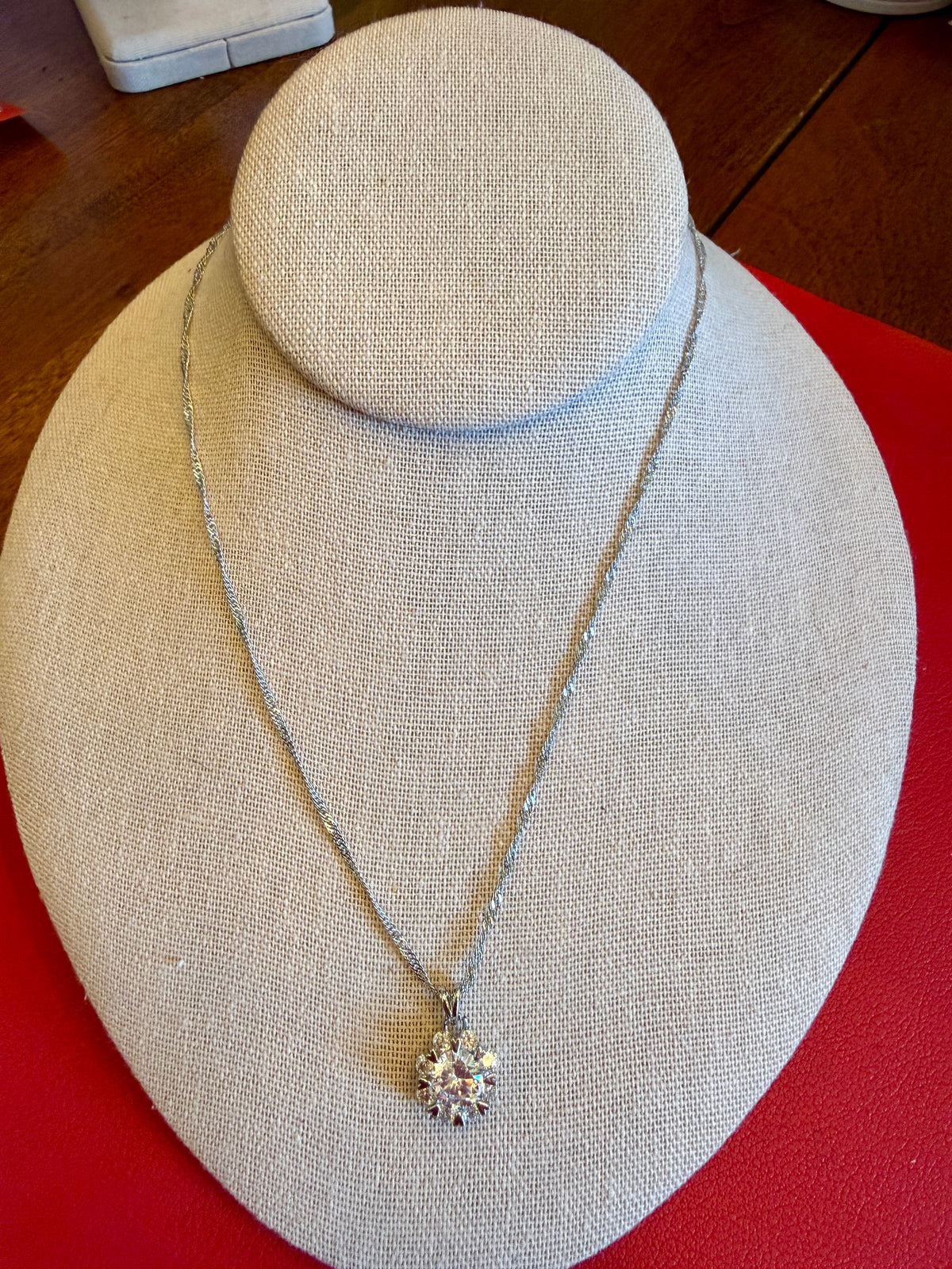 The Celeste Pendant – 3CT Round Moissanite Halo Necklace
