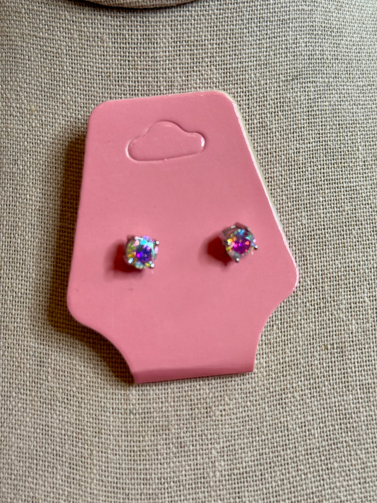Rainbow Spark Moissanite Stud Earrings 1 Cart