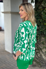 Jade Melody Tam Puzzle Green Trimmed Tunic Top
