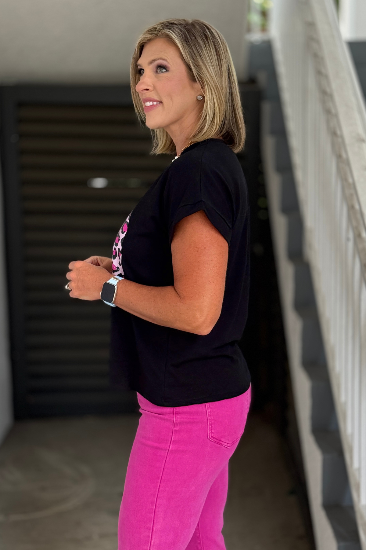 Boutique pink leopard cat graphic shirt