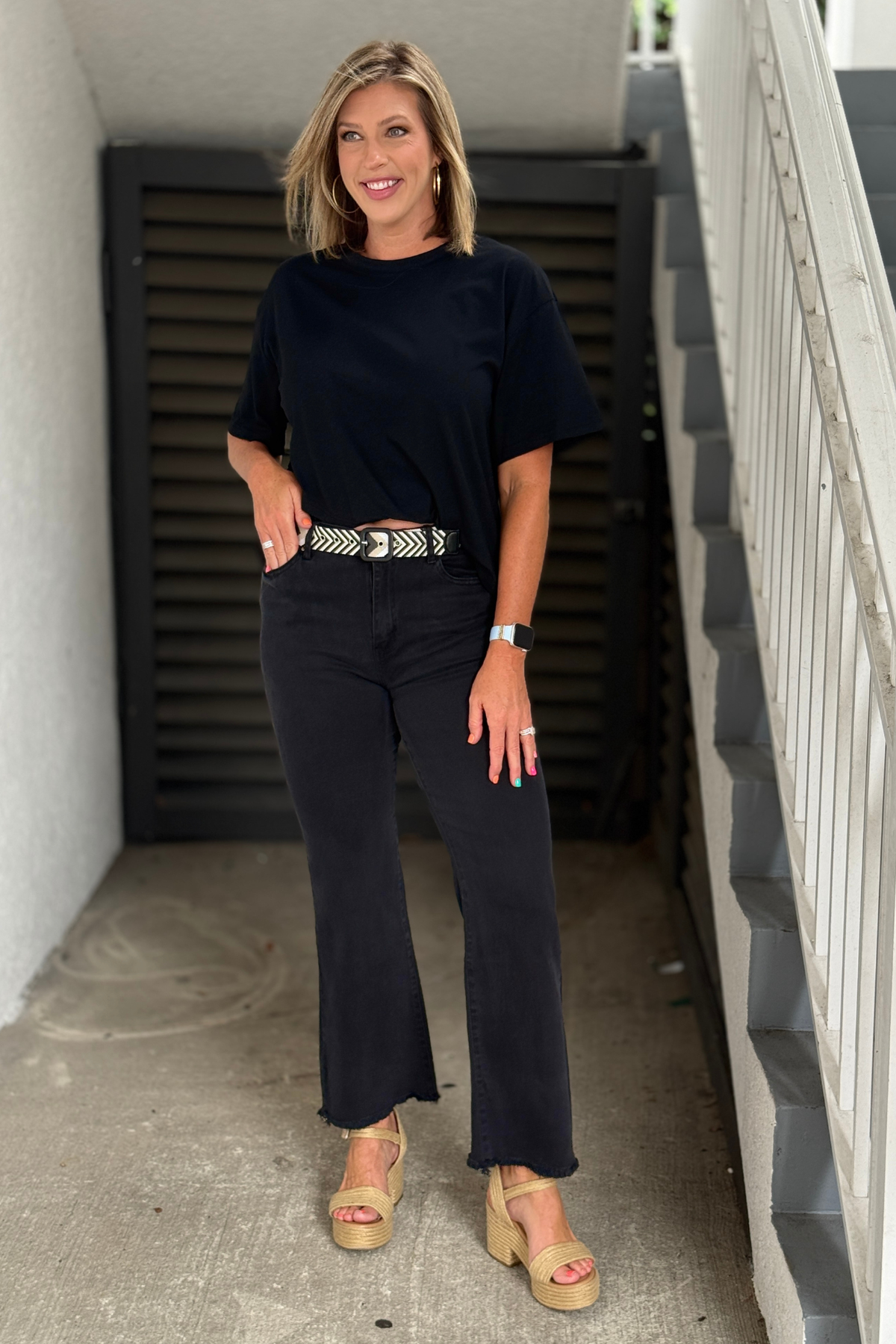 Women's black high rise wide leg jeans