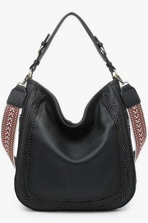 Aris Black Whipstitch Hobo with Guitar Strap