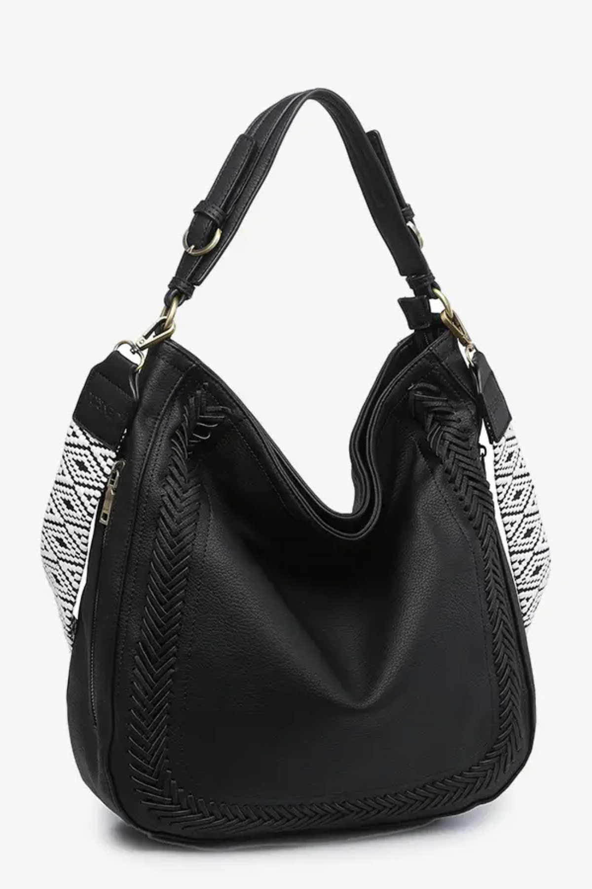 Aris Whipstitch Hobo with Guitar Strap in Black 2