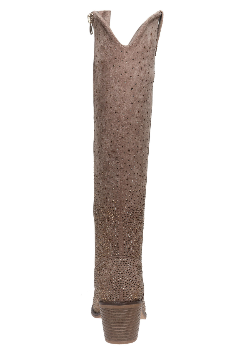 Sparkly faux suede cowboy boots for women.