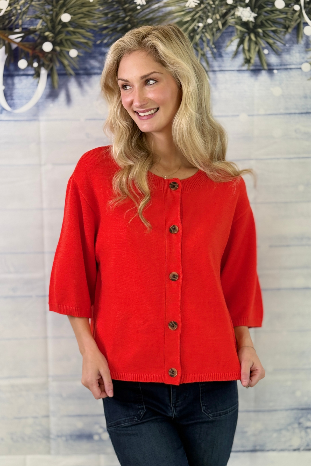 Women's red sweater cardigan for Christmas 2026  