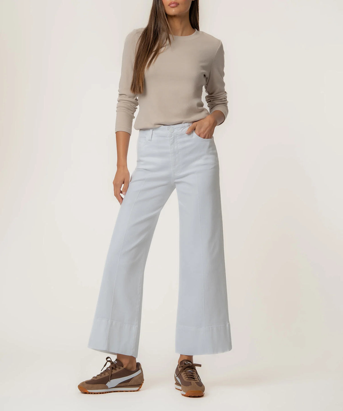 Optic white high rise wide leg jeans