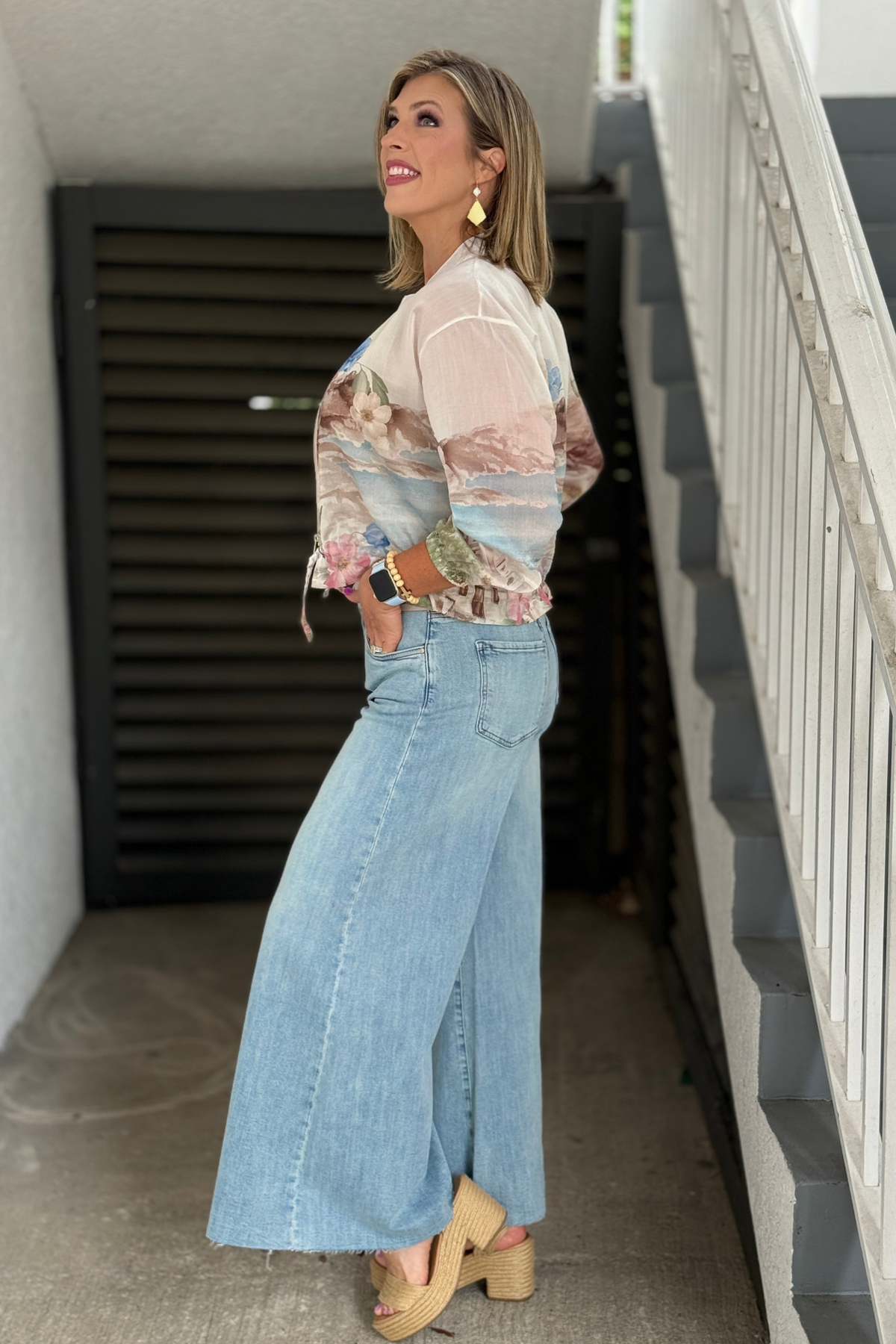 High rise super wide leg jeans with Fab Ab technology