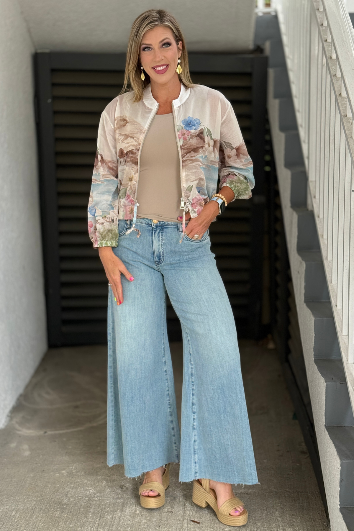 KUT Blake High Rise Super Wide Leg Jeans in Transcendent Wash front view