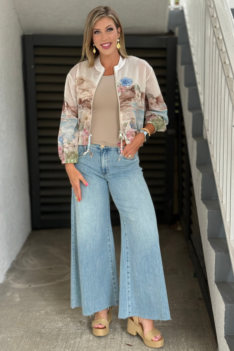 KUT Blake High Rise Super Wide Leg Jeans in Transcendent Wash front view